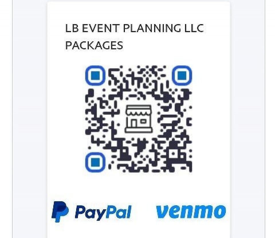Please scan for all payment options: Deposits and Packages.  Personalized Invoices can be requested.